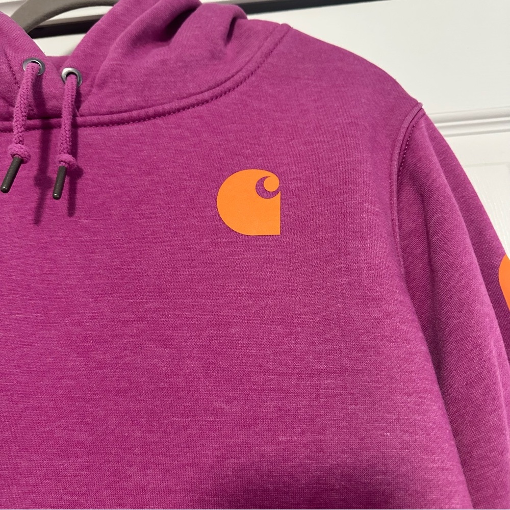 Carhartt Clarksburg Logo Hoodie Sweatshirt in Fuchsia Size XXL VGUC - Picture 4 of 6